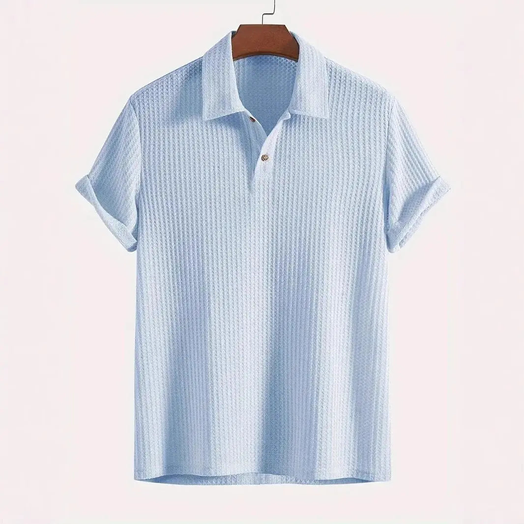 Men's Lightweight Waffle-Knit Polo Shirt | Classic Everyday Comfort Fit 4