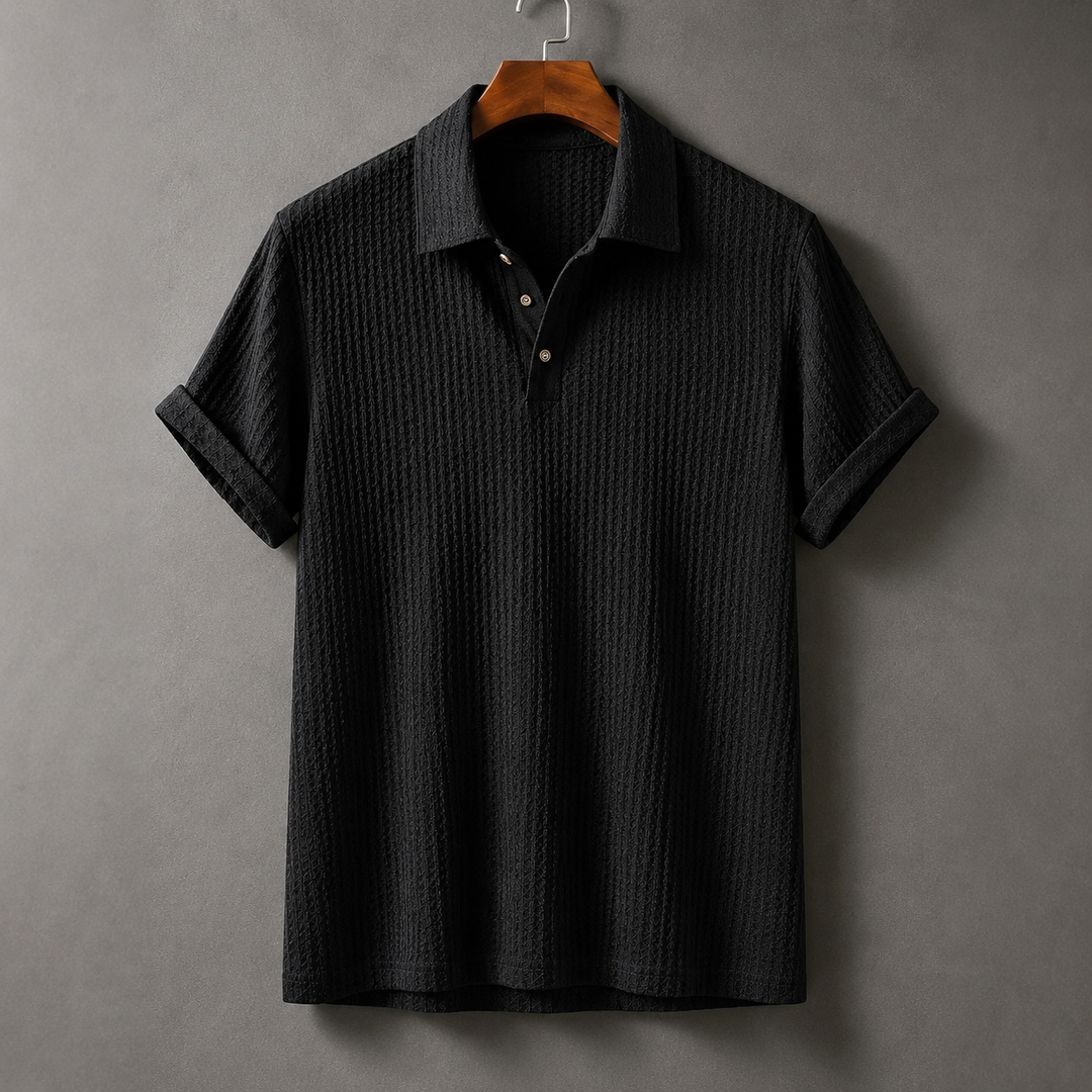 Men's Lightweight Waffle-Knit Polo Shirt | Classic Everyday Comfort Fit 5