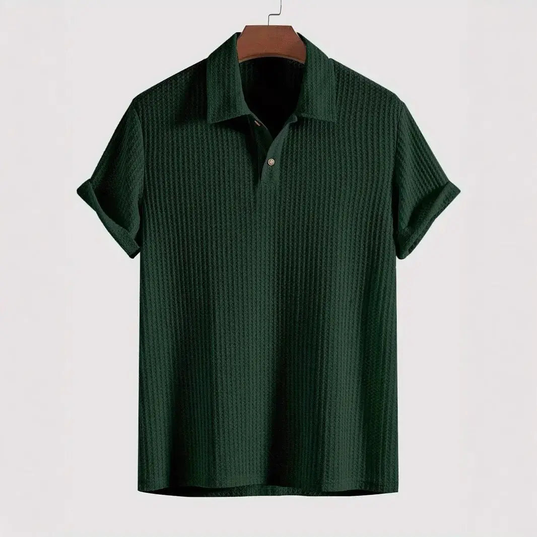 Men's Lightweight Waffle-Knit Polo Shirt | Classic Everyday Comfort Fit 7