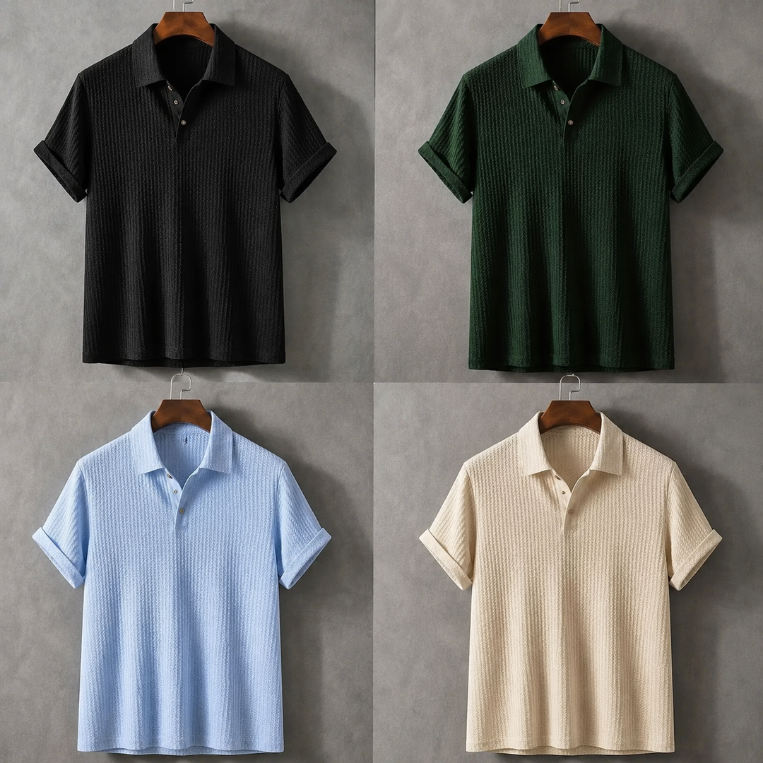 Men's Lightweight Waffle-Knit Polo Shirt | Classic Everyday Comfort Fit 8