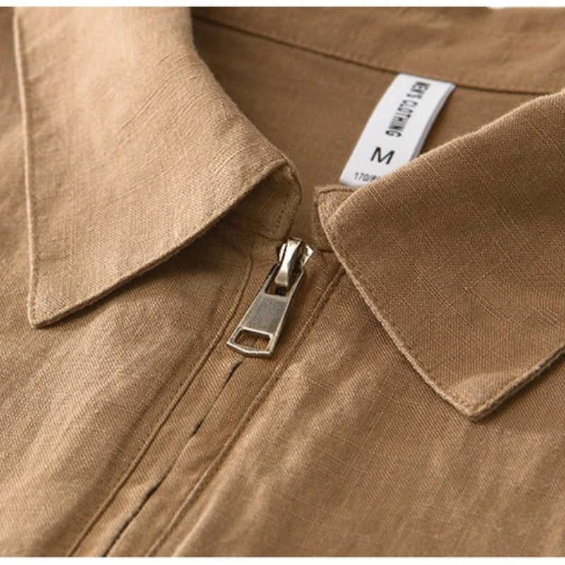 Men's Linen Blend Short Sleeve Polo Shirt | Breathable Casual Summer Essential 2
