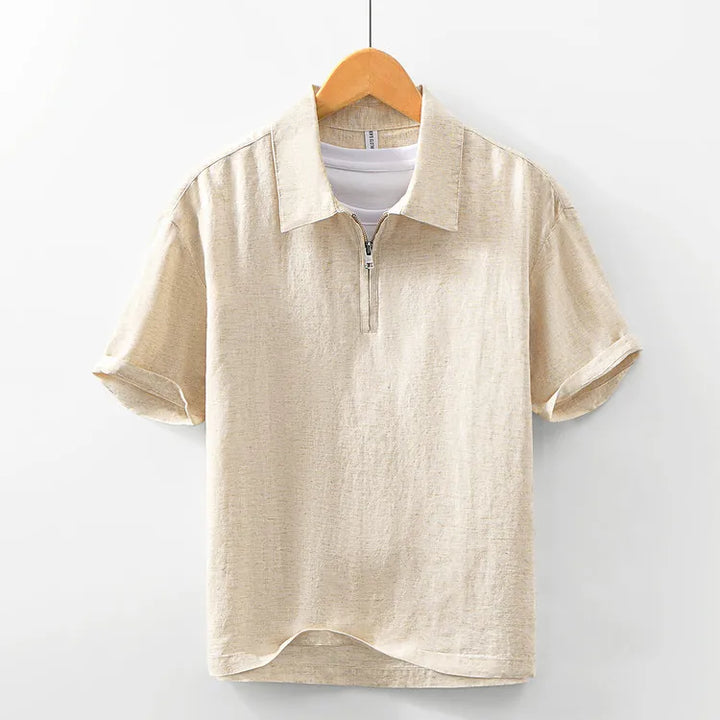 Men's Linen Blend Short Sleeve Polo Shirt | Breathable Casual Summer Essential 6