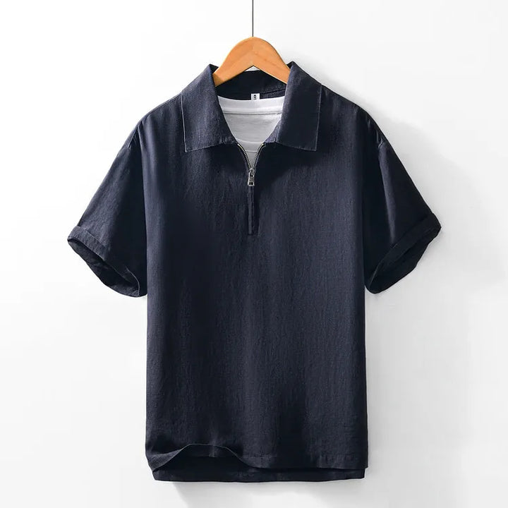 Men's Linen Blend Short Sleeve Polo Shirt | Breathable Casual Summer Essential 8