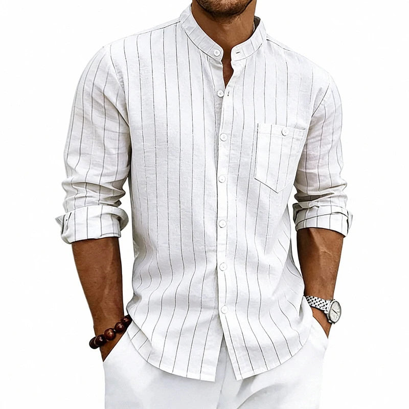 Men's Linen Button-Up Shirt | Lightweight Breathable Spring Essential 6