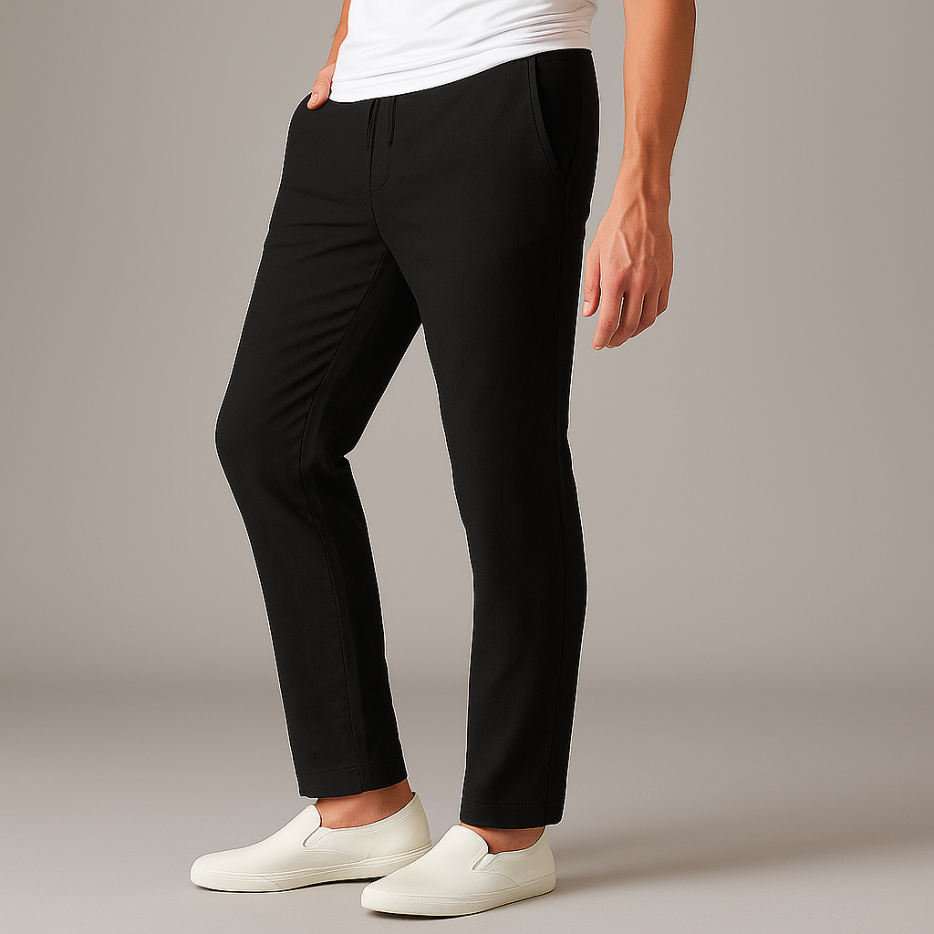 Men's linen casual trousers with breathable drawstring fit