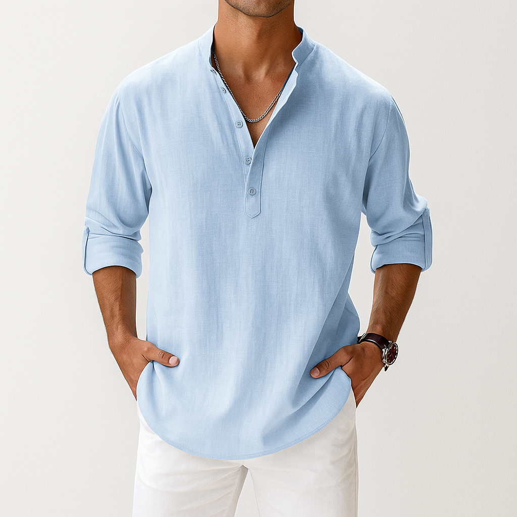 Men's Linen Popover Shirt | Breathable Summer Essential 3