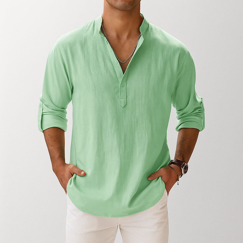 Men's Linen Popover Shirt | Breathable Summer Essential 4
