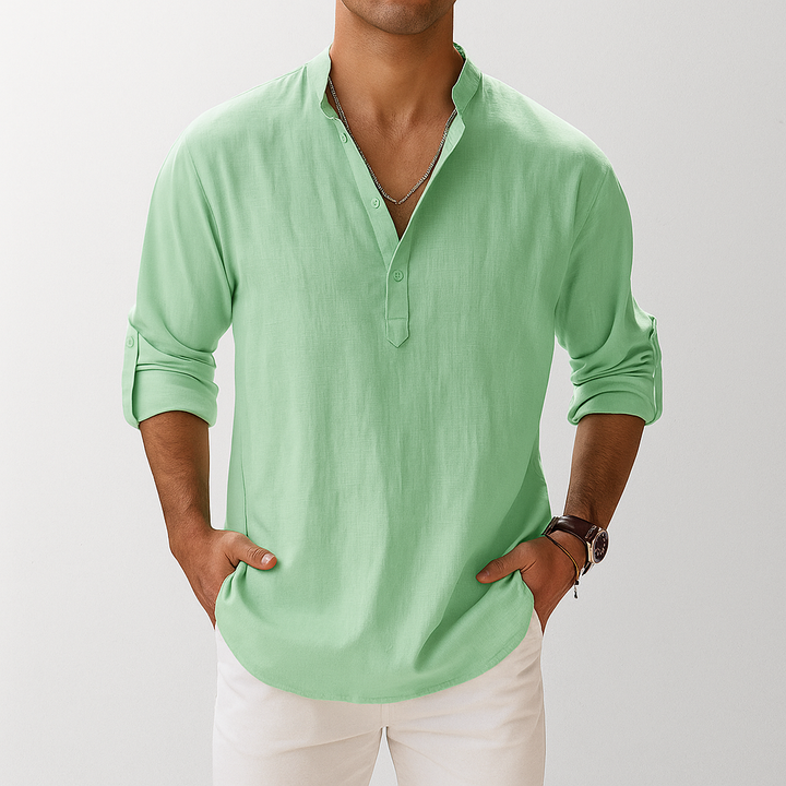 Men's Linen Popover Shirt | Breathable Summer Essential 4