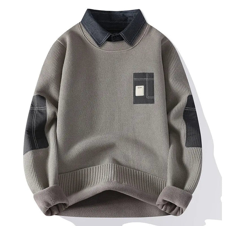 Men's Merino Knit Denim Shirt | Vintage-Inspired Tailored Comfort 1
