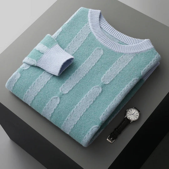 Men's Merino Wool Crewneck Sweater | Lightweight Structured Winter Essential 0