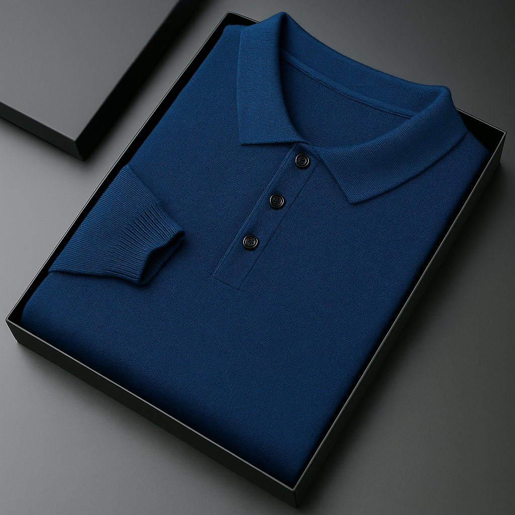 Men's Merino Wool Long Sleeve Polo Shirt | Tailored Soft Comfort Design 6