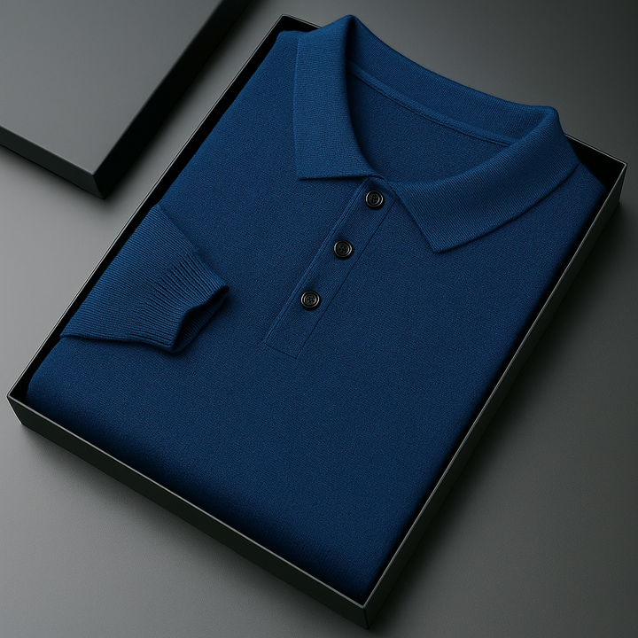 Men's Merino Wool Long Sleeve Polo Shirt | Tailored Soft Comfort Design 6