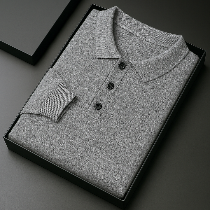Men's Merino Wool Long Sleeve Polo Shirt | Tailored Soft Comfort Design 7