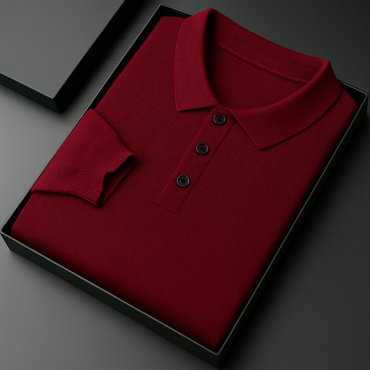 Men's Merino Wool Long Sleeve Polo Shirt | Tailored Soft Comfort Design 8