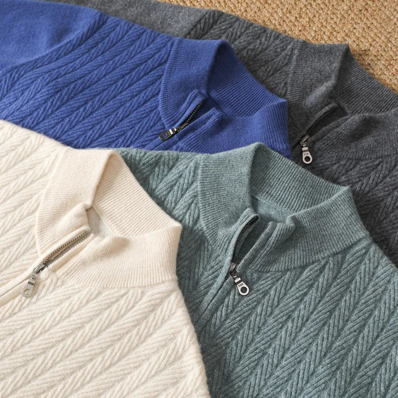 Men's Merino Wool Quarter Zip Sweater | Refined Modern Layering Essential 8