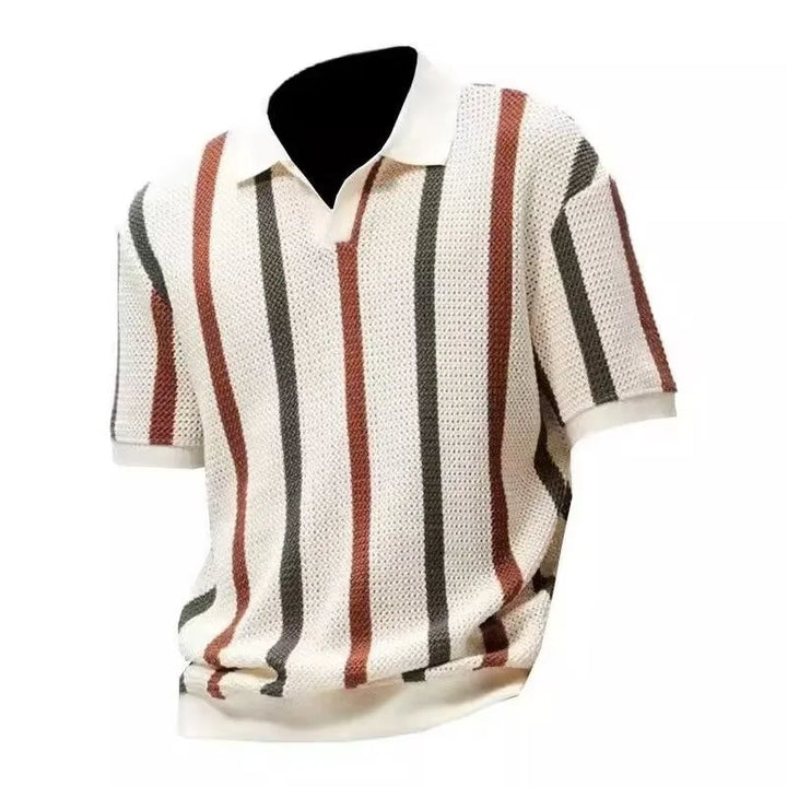 Men's mesh knit polo shirt with lightweight breathable texture