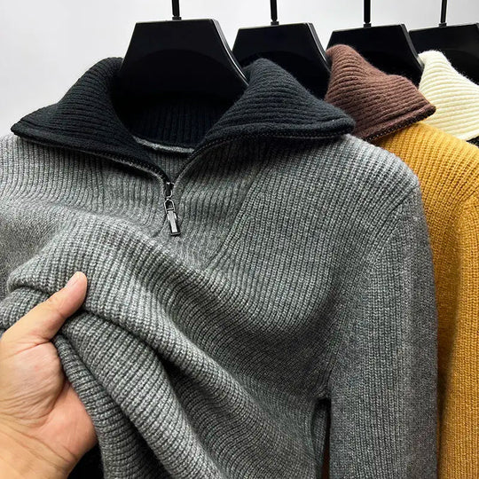Men's wool blend fleece jacket with quarter-zip closure
