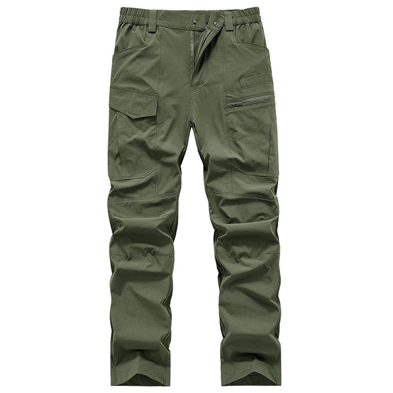 Men's waterproof nylon cargo hiking pants with multi-pocket design