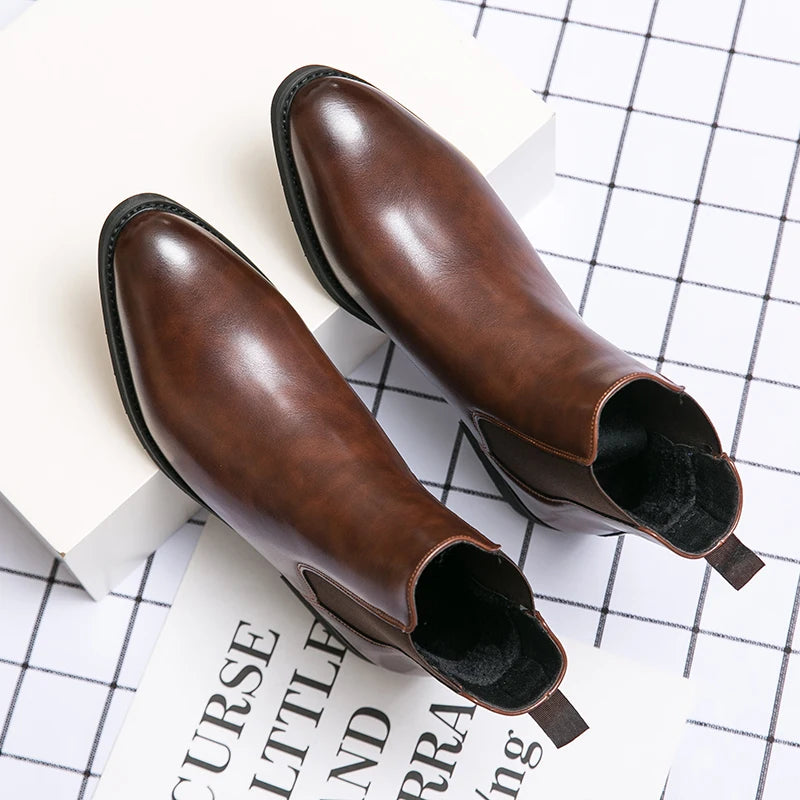 Men's PU Brown Chelsea Boots | Tailored Classic Ankle Style 4