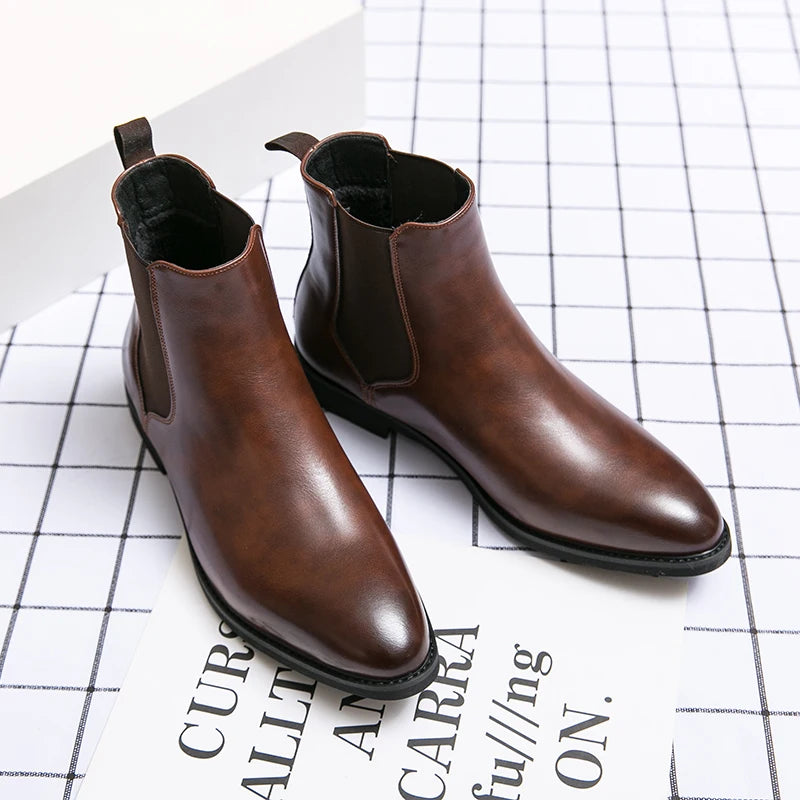 Men's PU Brown Chelsea Boots | Tailored Classic Ankle Style 5