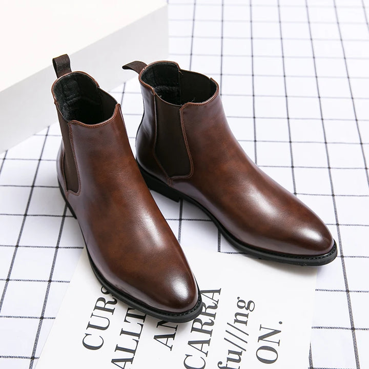 Men's PU Brown Chelsea Boots | Tailored Classic Ankle Style 5