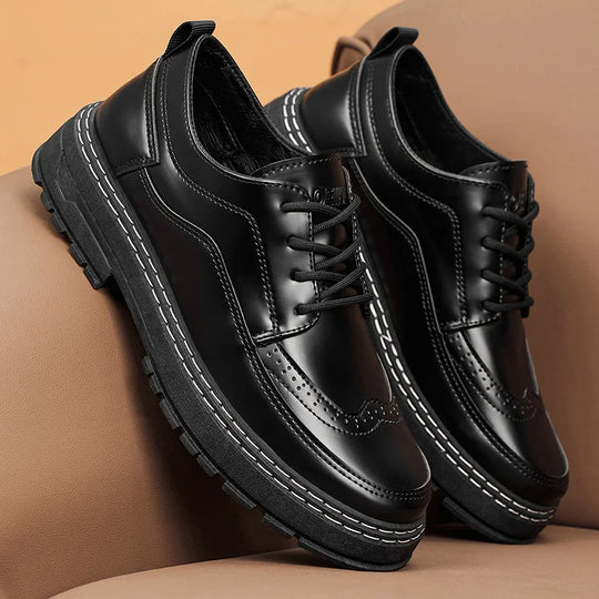 Men's PU leather dress shoes with thick comfortable sole