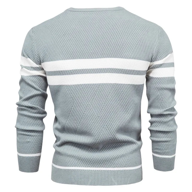 Men's patchwork pullover sweater with warm autumn knit style