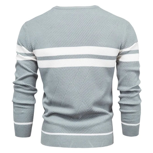 Men's patchwork pullover sweater with warm autumn knit style
