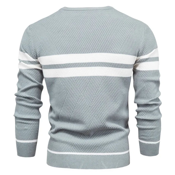 Men's patchwork pullover sweater with warm autumn knit style