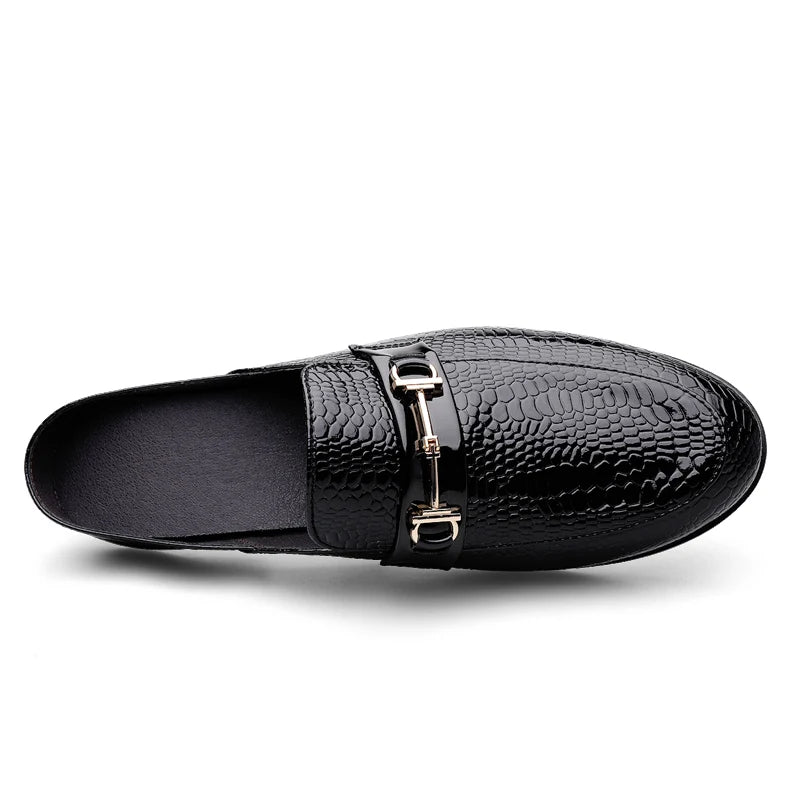 Men's Patent Leather Mules | Stylish Casual Summer Sandals | Breathable Open Back Design