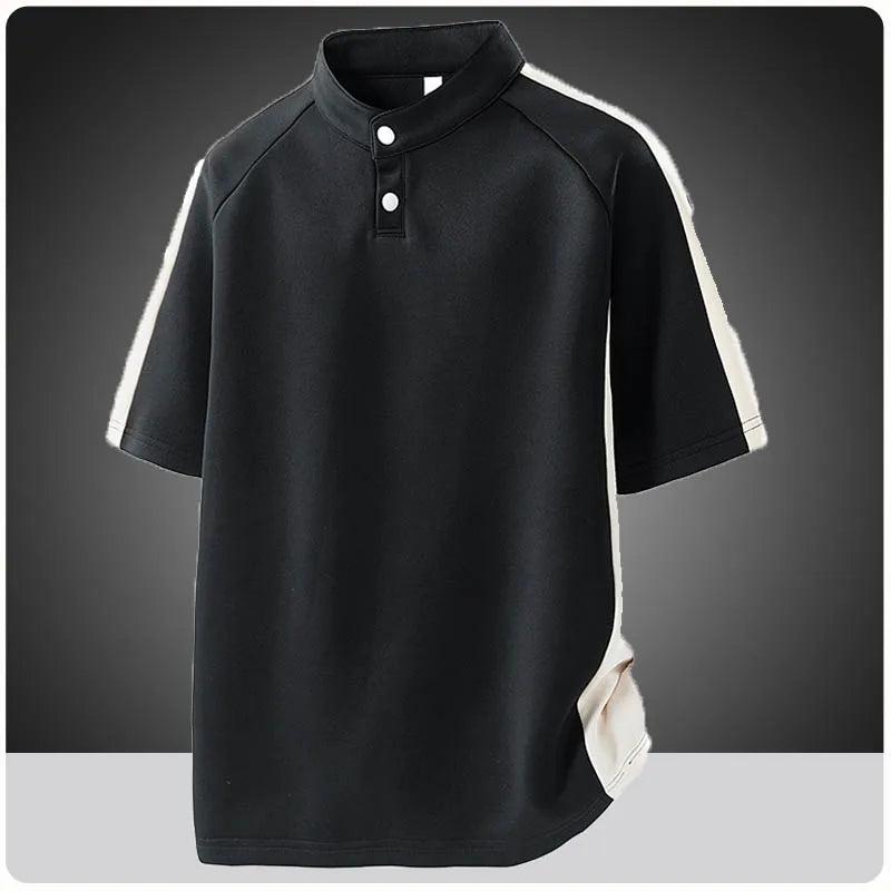 Men's plus-size cotton polo shirt with breathable summer fit