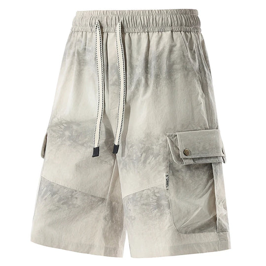 Men's plus-size cargo shorts with elastic waist and pockets