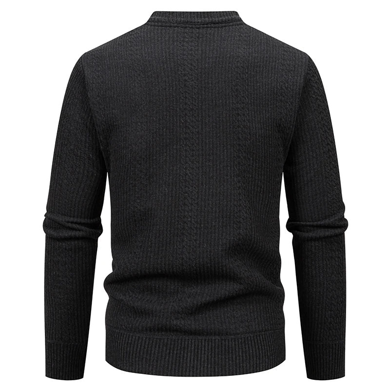 Men's Plush Knit V-Neck Sweater Jacket | Refined Versatile Business Essential