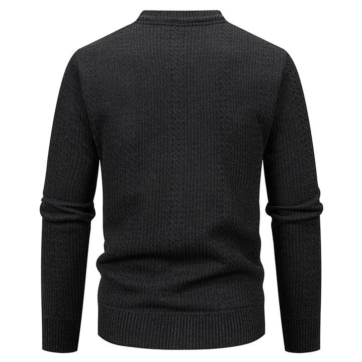 Men's Plush Knit V-Neck Sweater Jacket | Refined Versatile Business Essential
