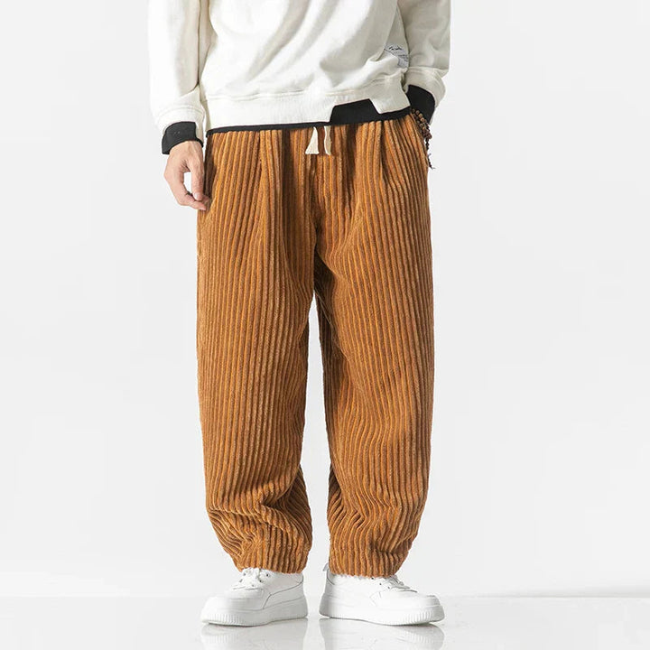Men's ribbed corduroy sweatpants with drawstring waist