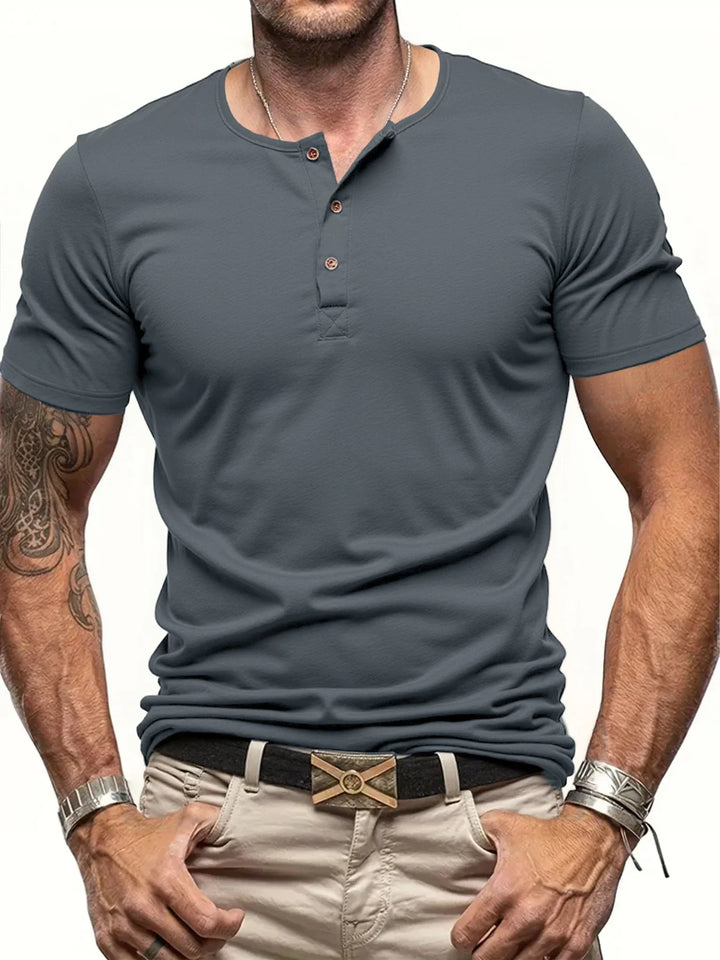 Men's Polyester Fiber Short Sleeve Henley T-Shirt | Soft Touch Everyday Essential 6