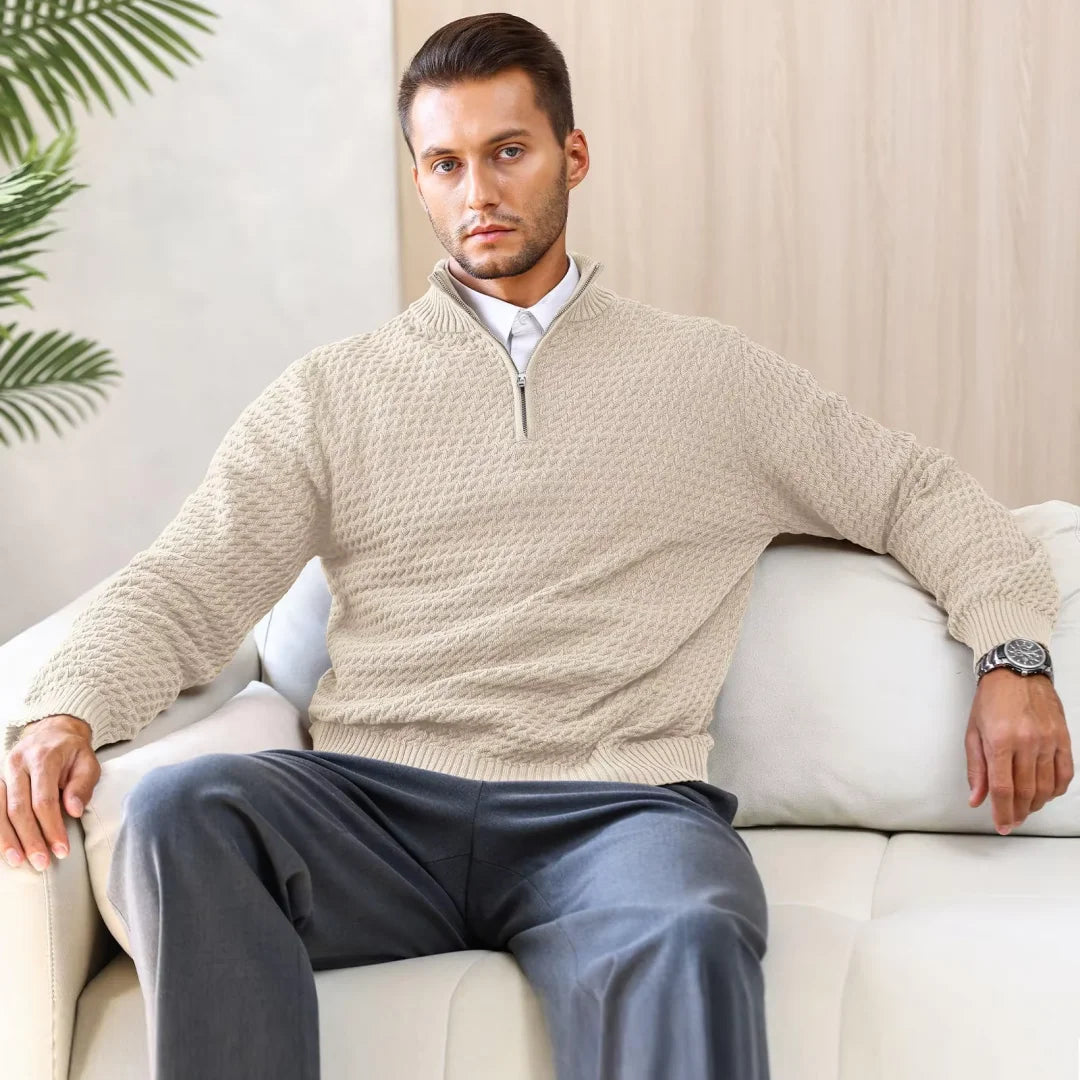 Men's Polyester Half-Zip Sweater | Classic Stylish Comfort Fit