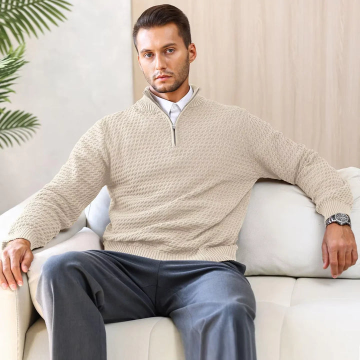 Men's Polyester Half-Zip Sweater | Classic Stylish Comfort Fit