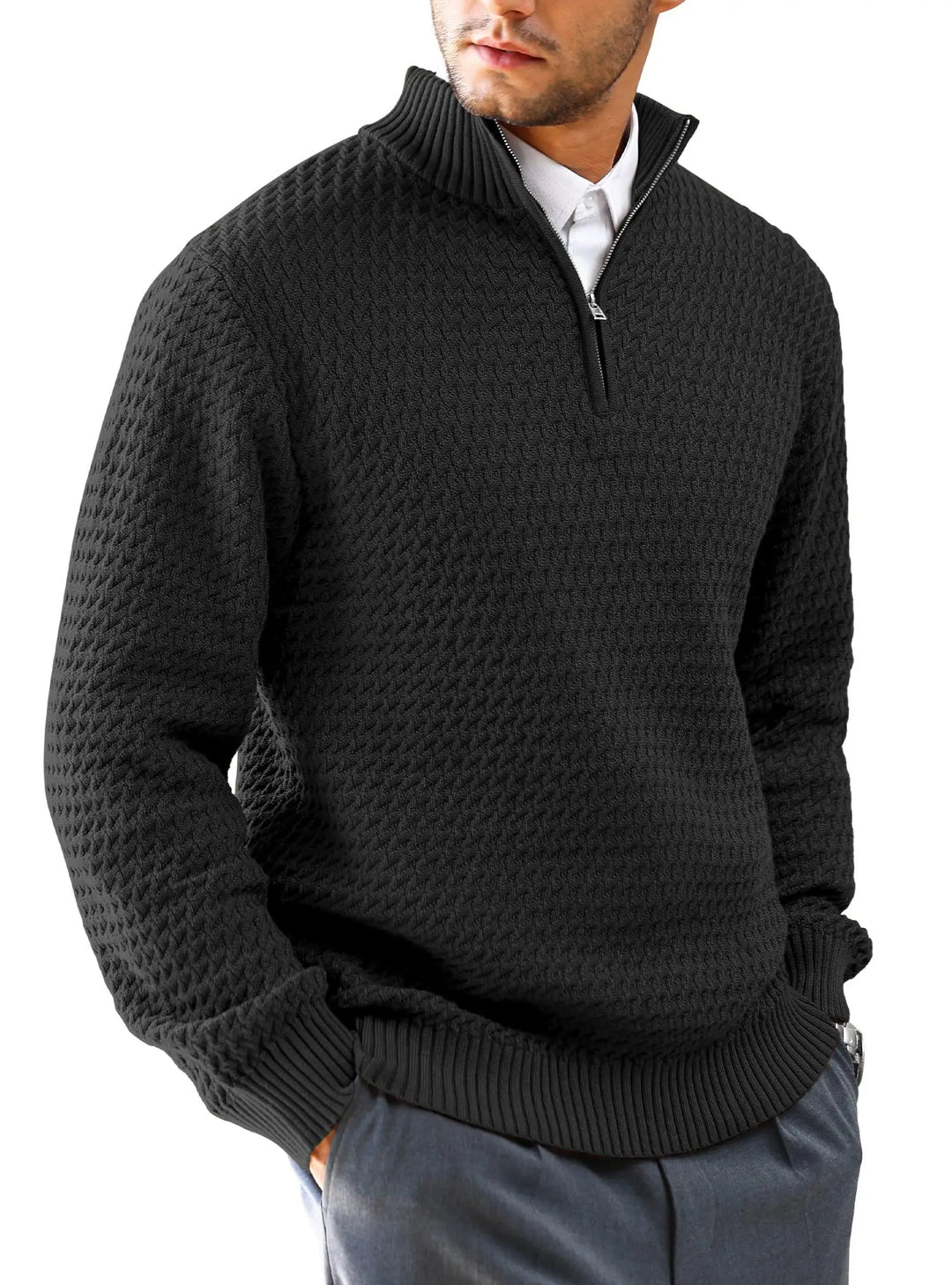 Men's Polyester Half-Zip Sweater | Classic Stylish Comfort Fit