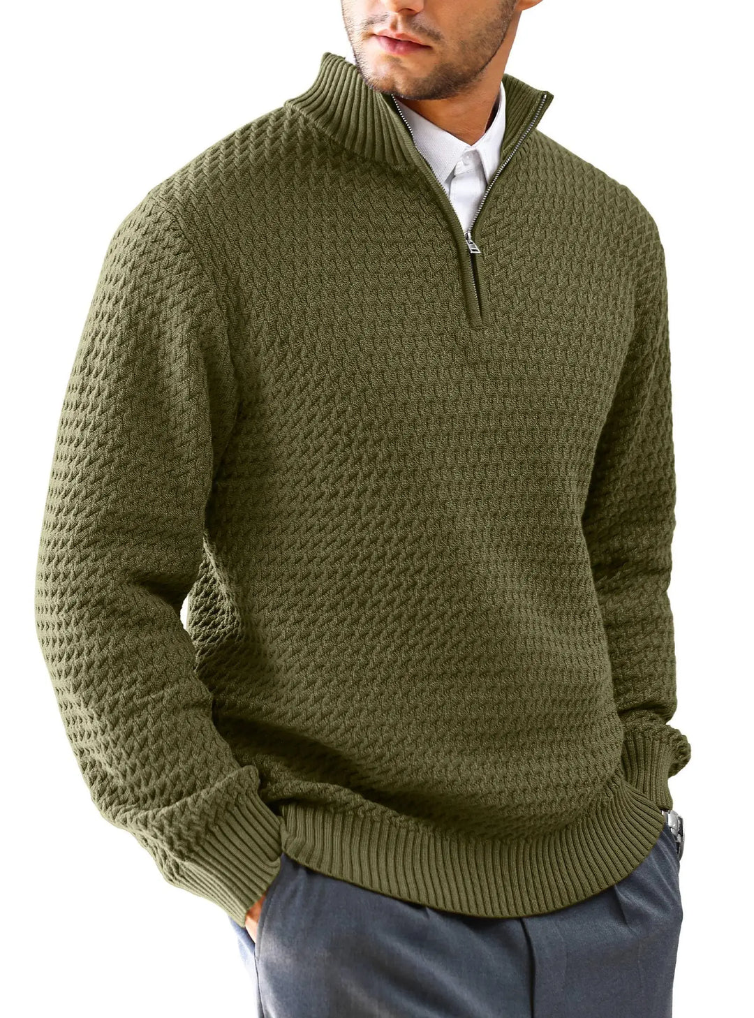 Men's Polyester Half-Zip Sweater | Classic Stylish Comfort Fit