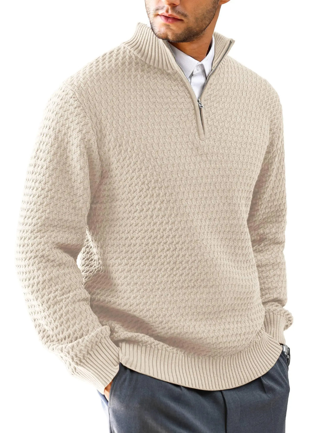 Men's Polyester Half-Zip Sweater | Classic Stylish Comfort Fit
