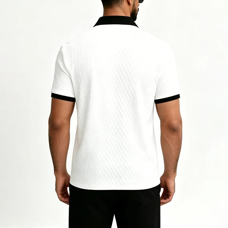 Men's Polyester Jacquard Knit Polo Shirt | Soft Breathable Summer Essential 1