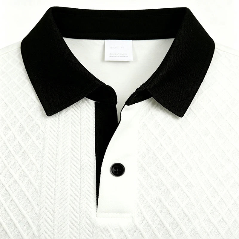 Men's Polyester Jacquard Knit Polo Shirt | Soft Breathable Summer Essential 3
