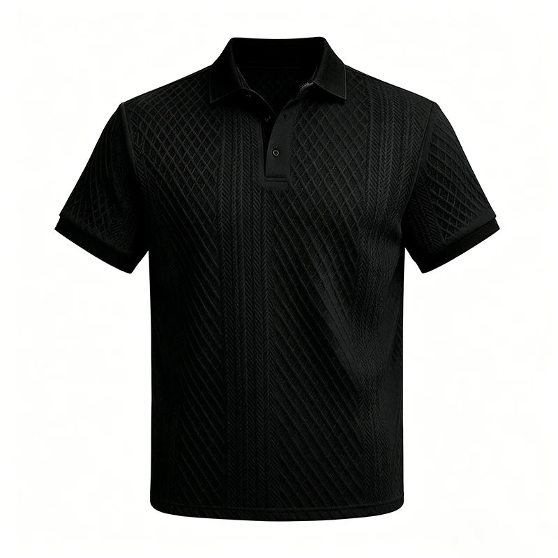 Men's Polyester Jacquard Knit Polo Shirt | Soft Breathable Summer Essential 6