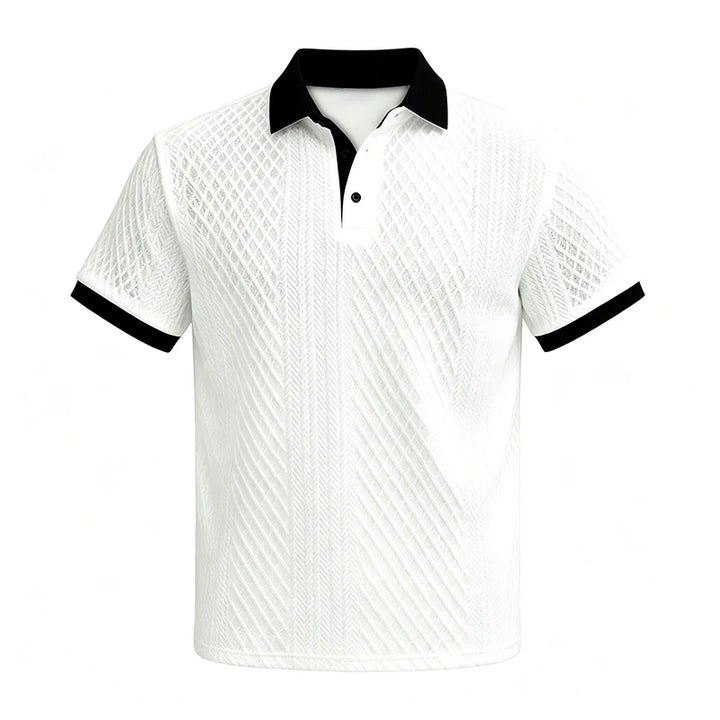 Men's Polyester Jacquard Knit Polo Shirt | Soft Breathable Summer Essential 8