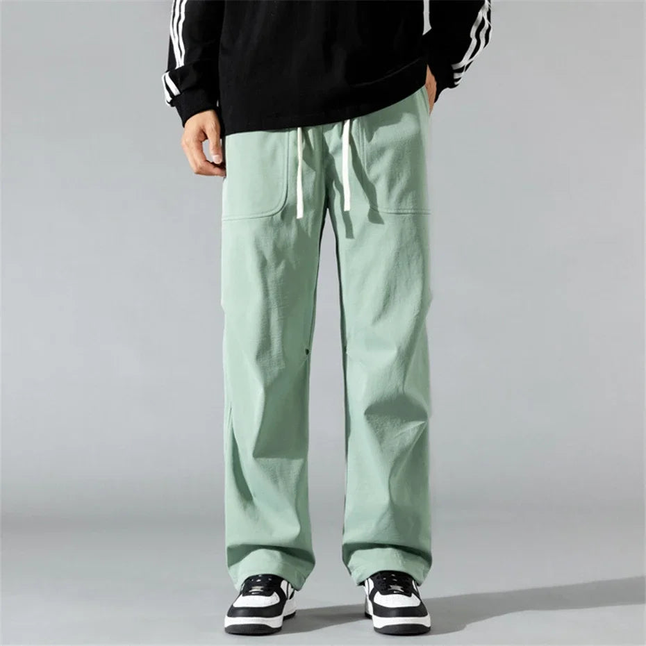 Men's Polyester Wide Leg Cargo Pants | Trendy Loose Streetwear Fit 2