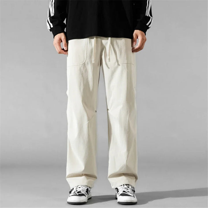 Men's Polyester Wide Leg Cargo Pants | Trendy Loose Streetwear Fit 6