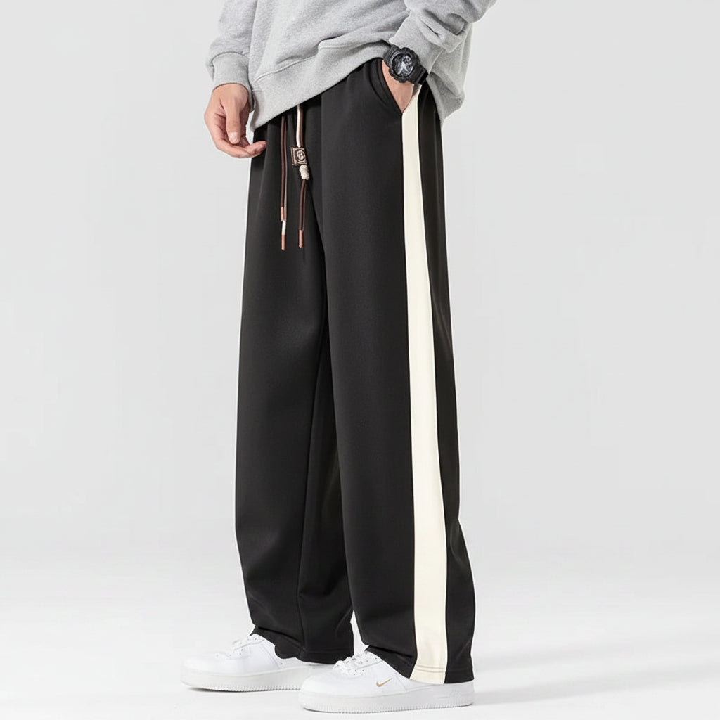 Men's Polyester Wide Leg Trousers | Relaxed Oversized Streetwear Fit 0