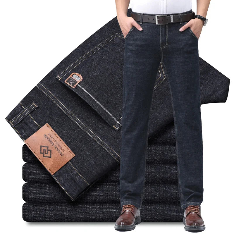 Men's premium cotton denim jeans with structured comfort