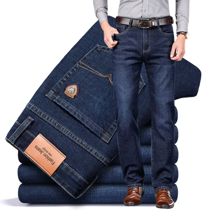 Men's Premium Cotton Stretch Denim Jeans | Classic Structured Fit Casual Pants